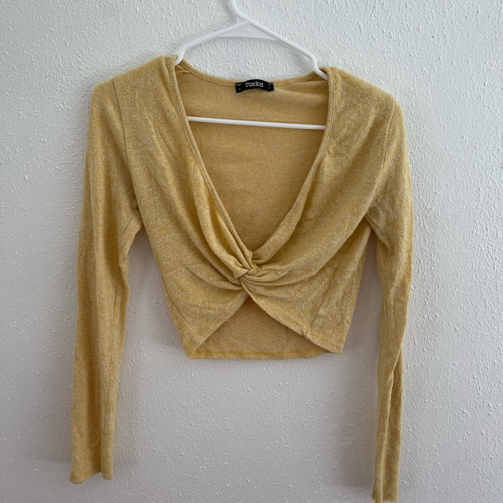 Yellow long sleeve crop top